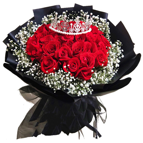 《爱你三生三世》33朵红玫瑰花束 鲜花速递同城花店配送生日合肥